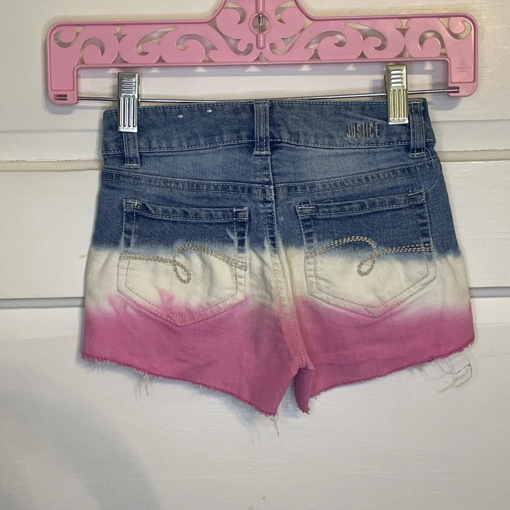 Justice Jean Shorts 8 Slim | Ombre Dyed Pink | Girls Summer Fun